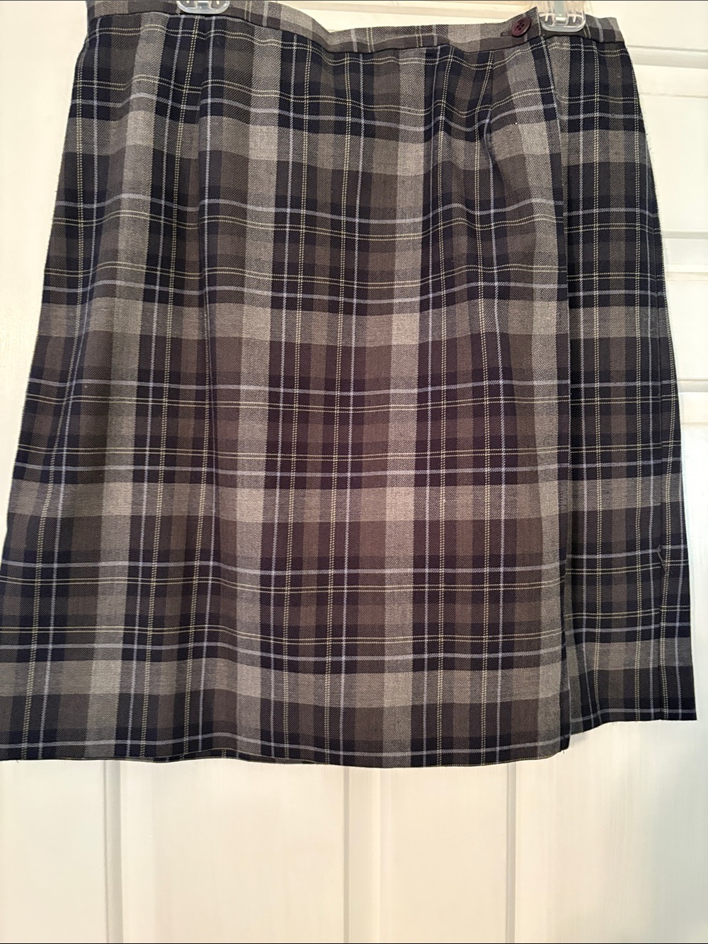 Requirements Plaid A-Line Skirt in Gray and Black